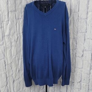 Tommy Hilfiger Blue V-Neck Men's Sweater XL/TG/XG